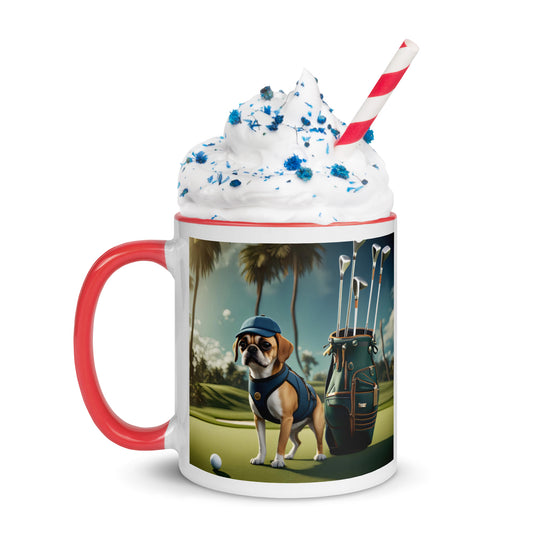 Puggle Golfer- Mug with Color Inside v13