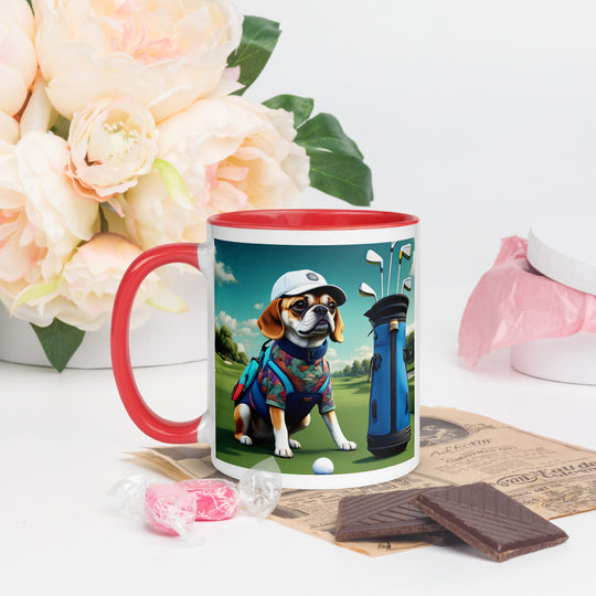 Puggle Golfer- Mug with Color Inside v17