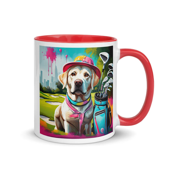 Mug with Color Inside-Labrador Retriever Golfer v9