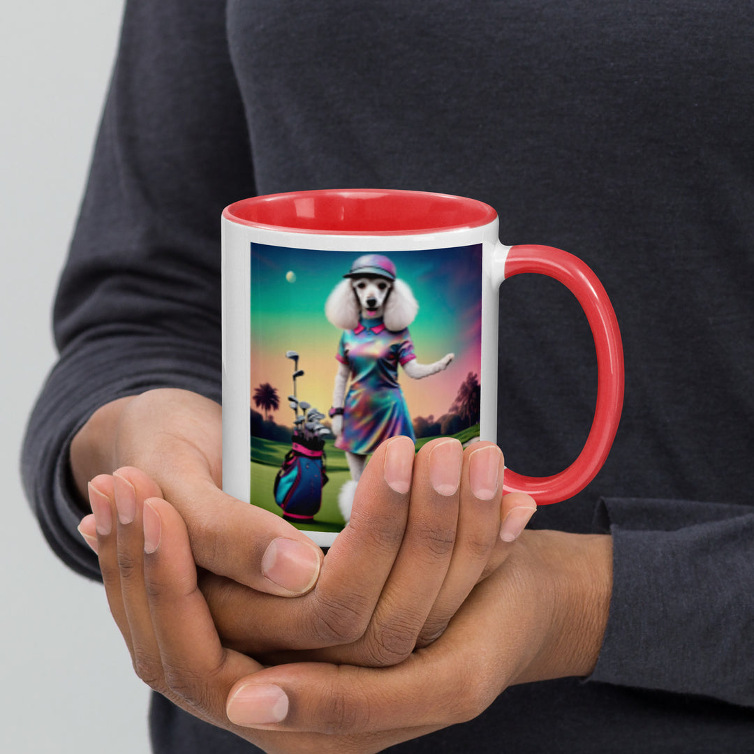 Poodle Golfer- Mug with Color Inside