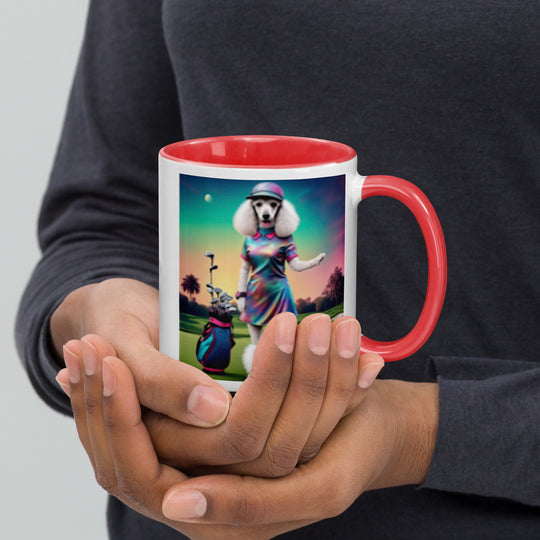 Poodle Golfer- Mug with Color Inside