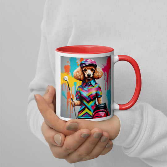 Poodle Golfer- Mug with Color Inside v4