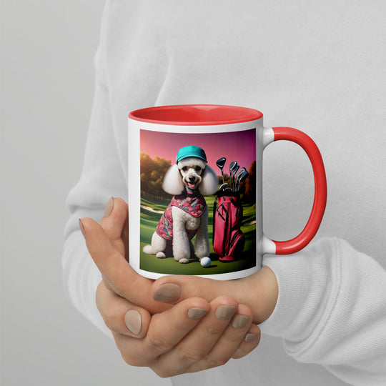 Poodle Golfer- Mug with Color Inside v5