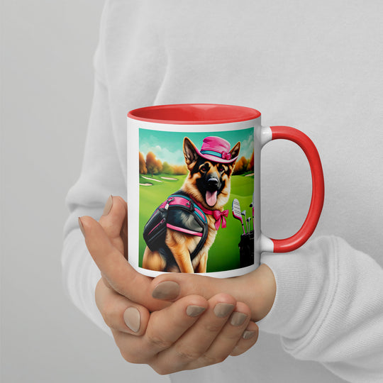 German Shepherd Golfer- Mug with Color Inside V3