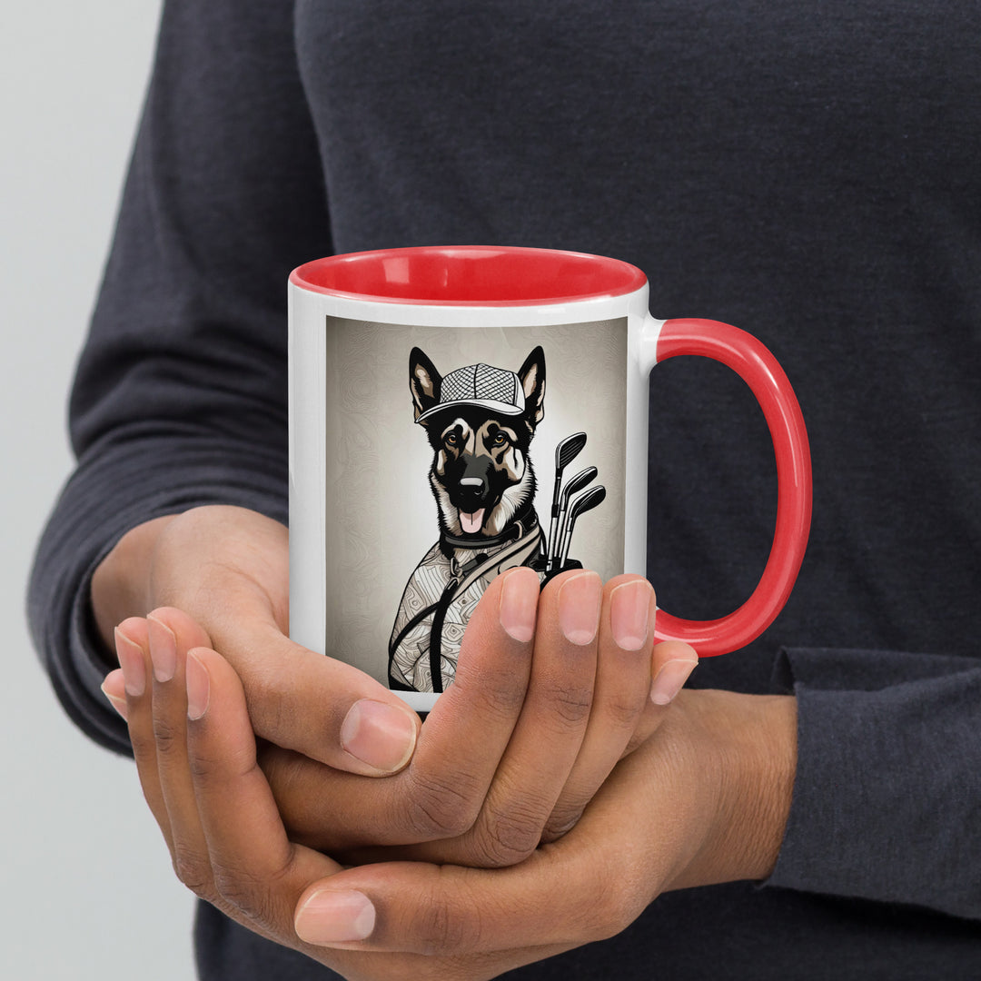 German Shepherd Golfer- Mug with Color Inside V5