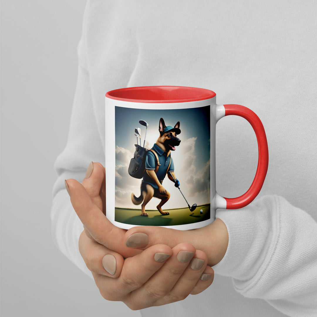 German Shepherd Golfer- Mug with Color Inside V6