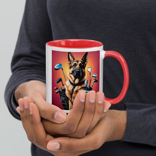 German Shepherd Golfer- Mug with Color Inside V7