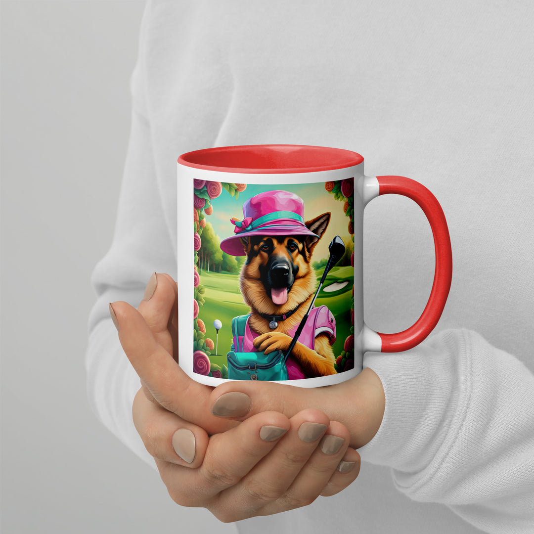 German Shepherd Golfer- Mug with Color Inside V9