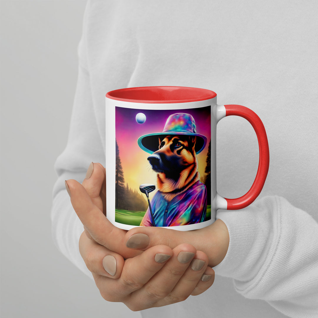 German Shepherd Golfer- Mug with Color Inside V13