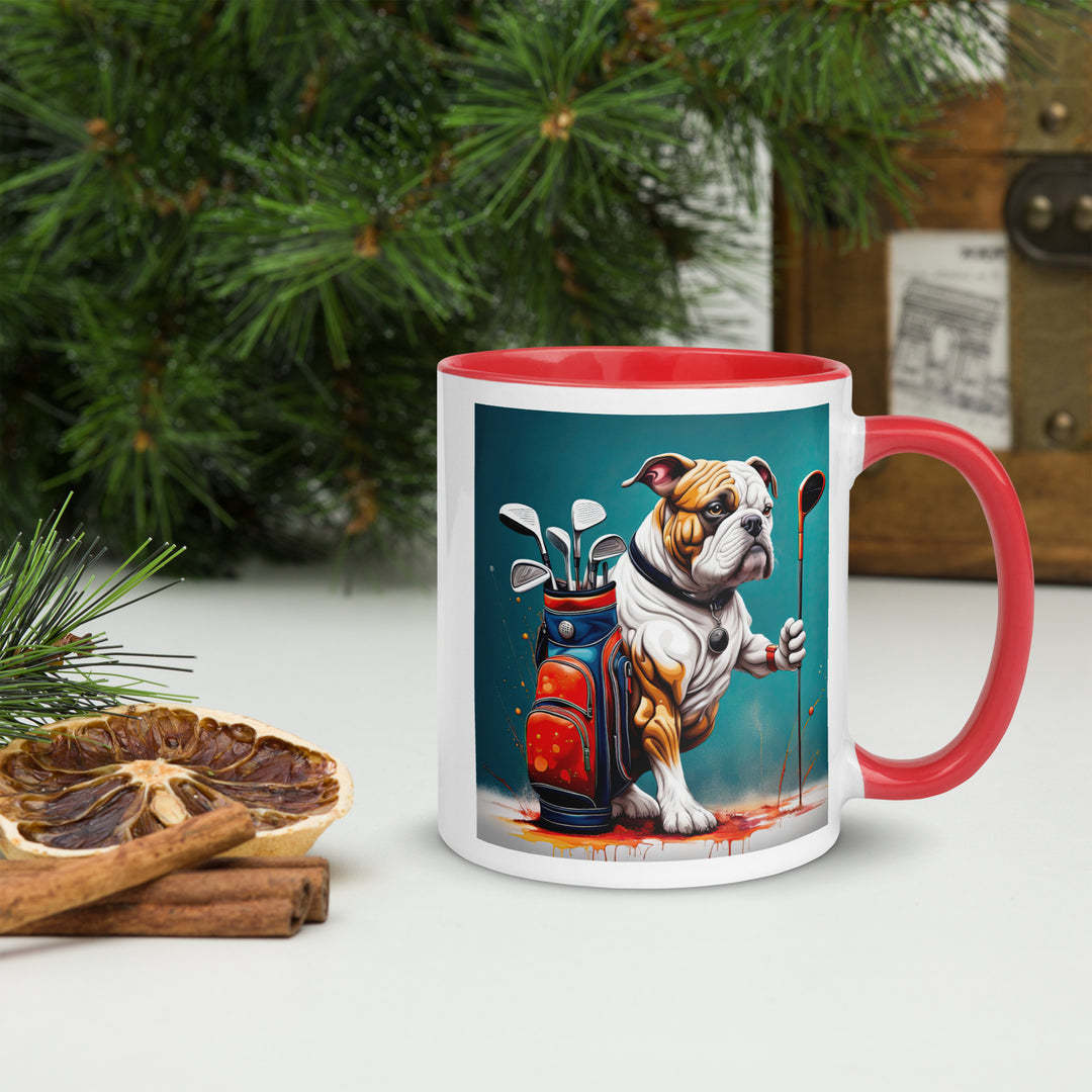 Bulldog Golfer- Mug with Color Inside V4