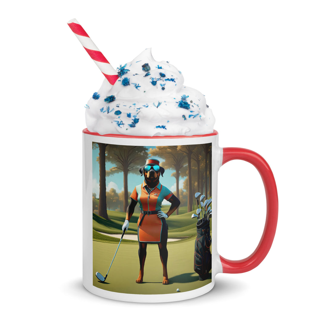 Rottweiler Golfer- Mug with Color Inside v4