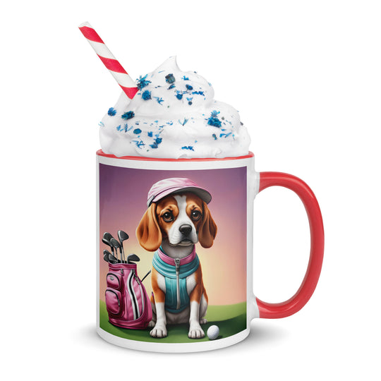 Beagle Golfer- Mug with Color Inside v3