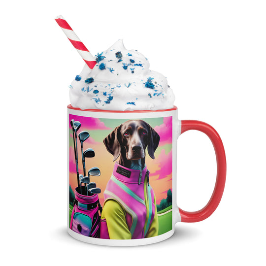 German Shorthaired Pointer Golfer- Mug with Color Inside v3