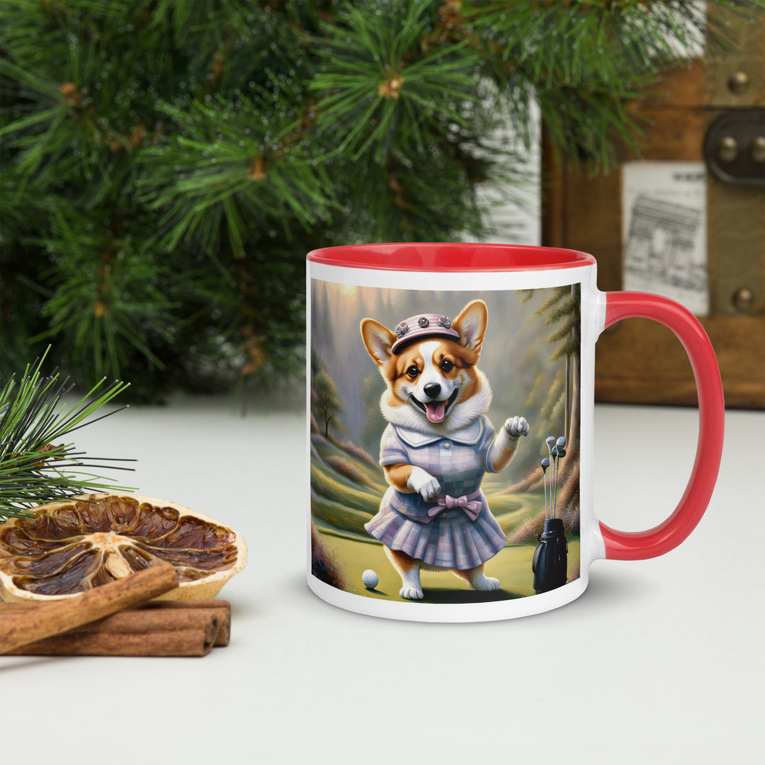 Pembroke Welsh Corgi Golfer- Mug with Color Inside v2