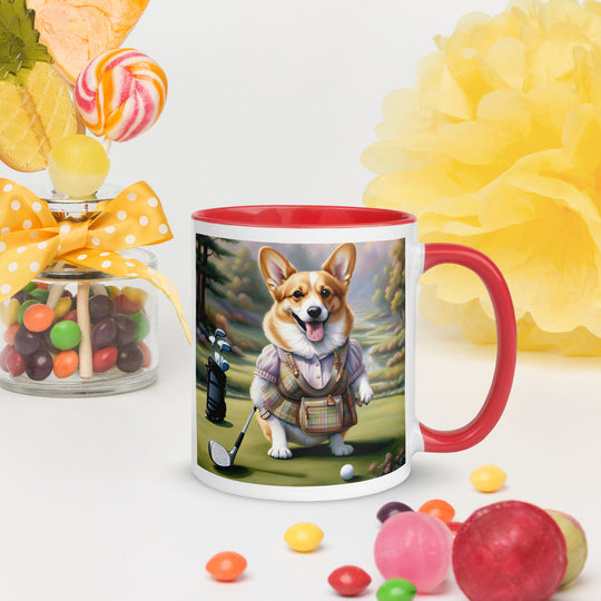 Pembroke Welsh Corgi Golfer- Mug with Color Inside v3