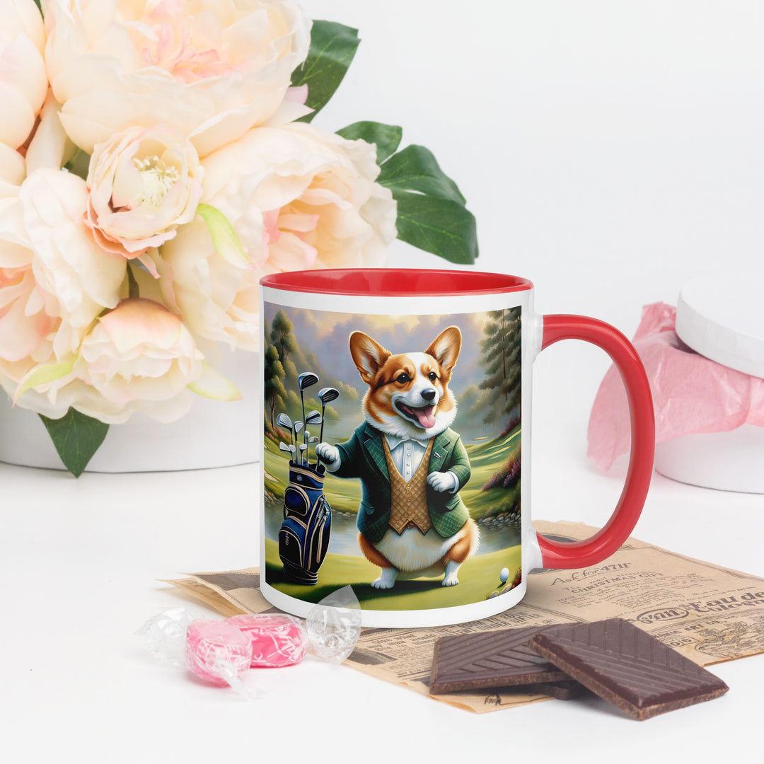 Pembroke Welsh Corgi Golfer- Mug with Color Inside v4