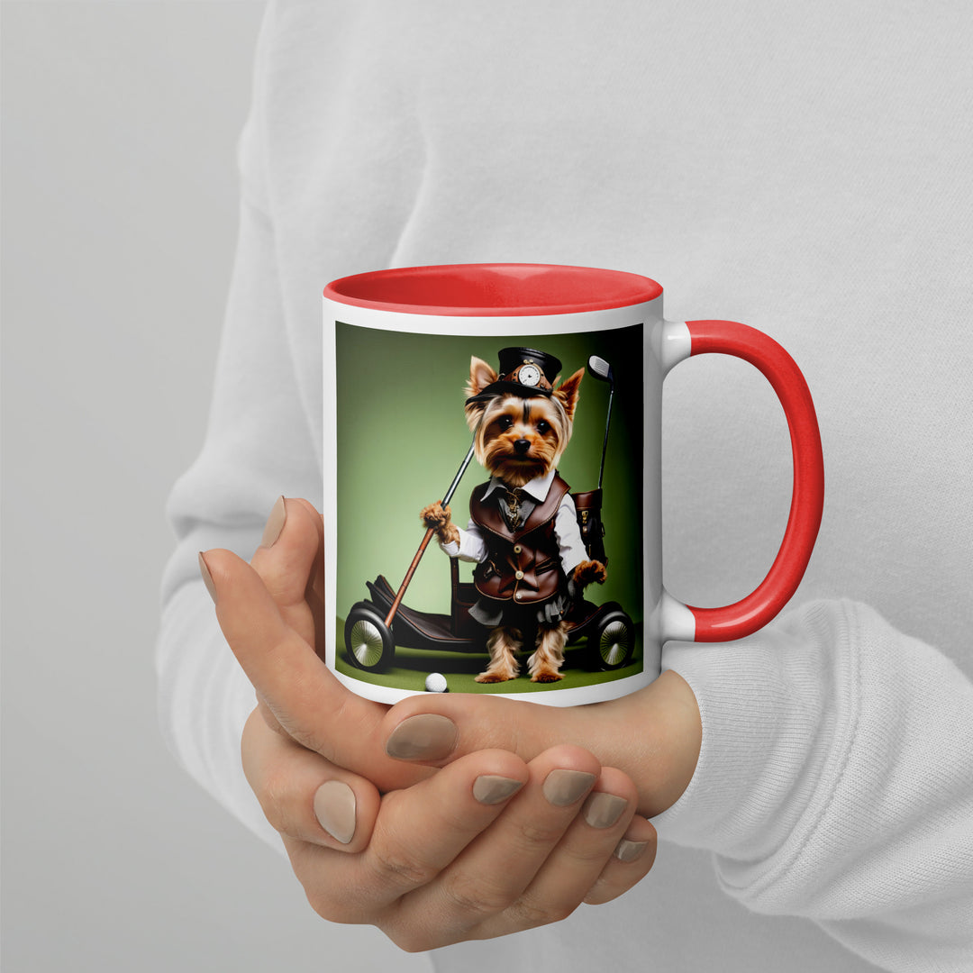 Yorkshire Terrier Golfer- Mug with Color Inside v4