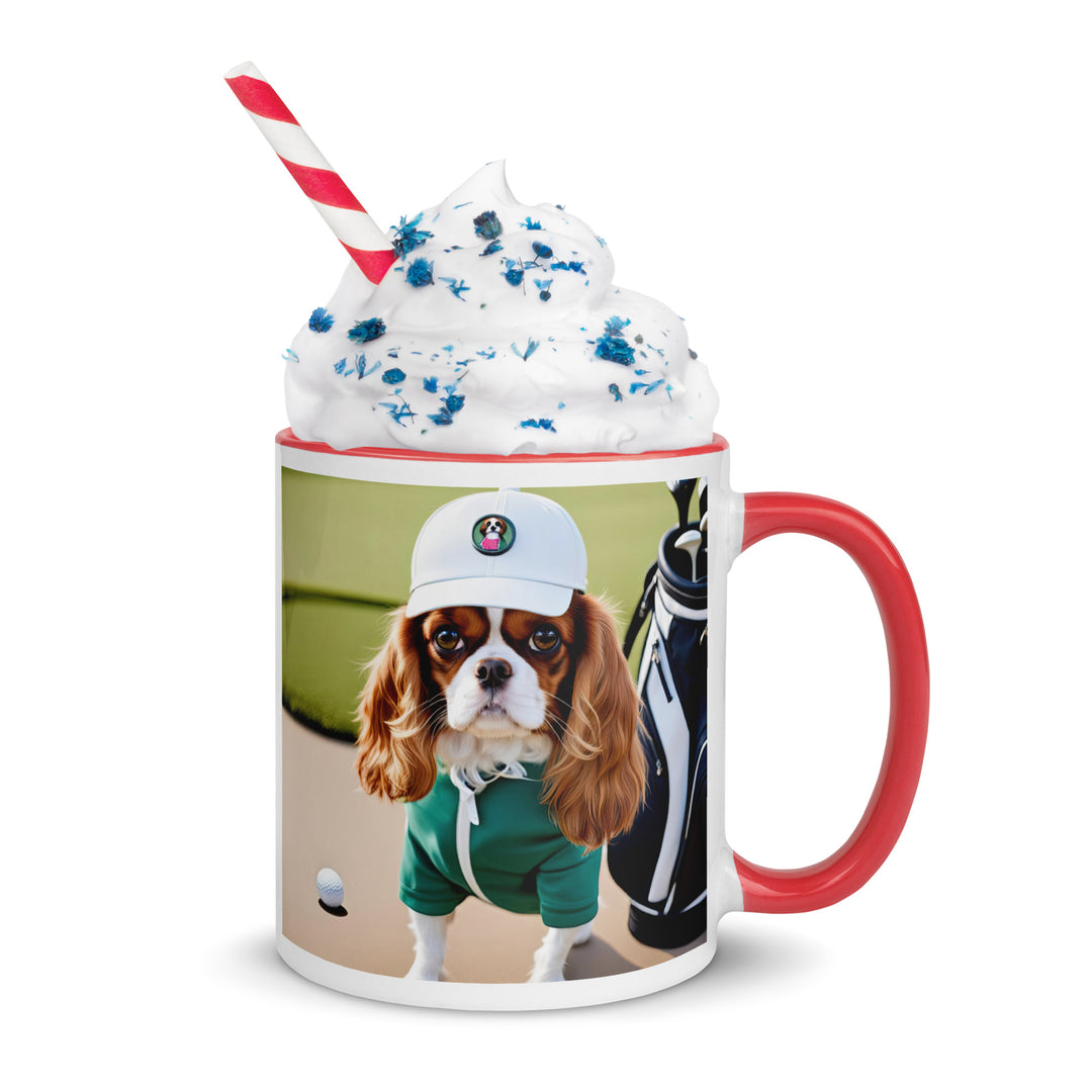 Cavalier King Charles Spaniel Golfer- Mug with Color Inside v4