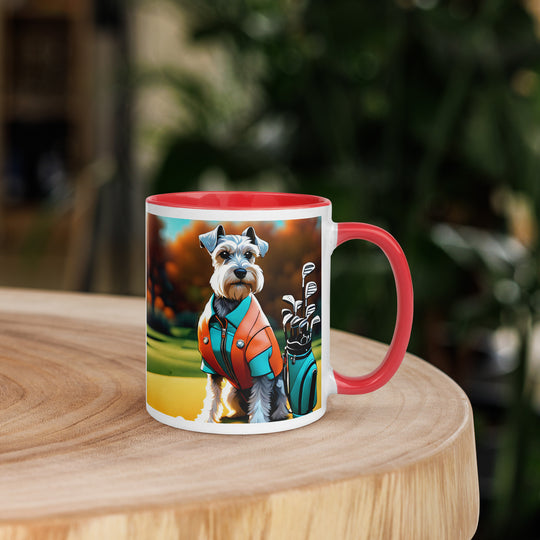 Miniature Schnauzer Golfer- Mug with Color Inside v2