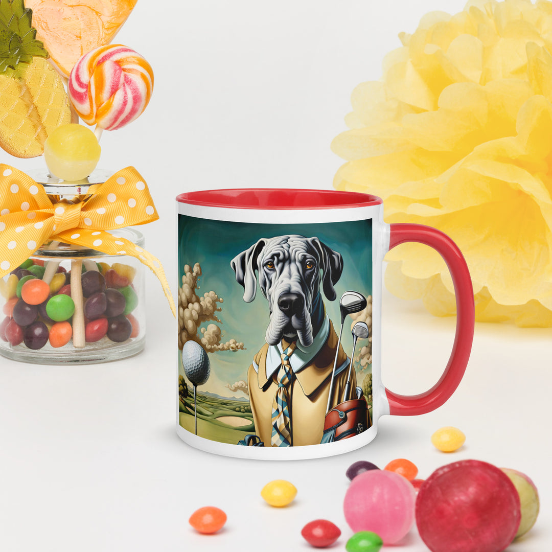 Great Dane Golfer- Mug with Color Inside v2