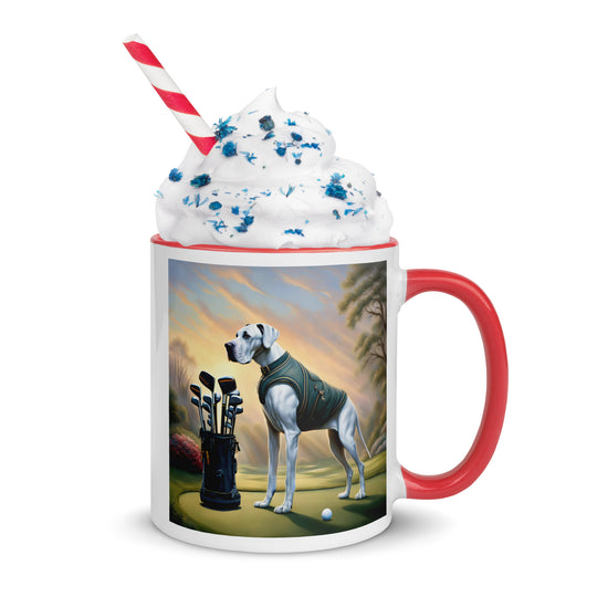 Great Dane Golfer- Mug with Color Inside v3