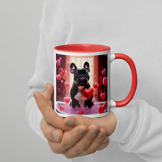 French Bulldog Romantic- Mug with Color Inside v4