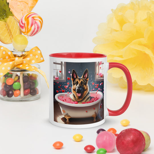 German Shepherd Romantic- Mug with Color Inside v3