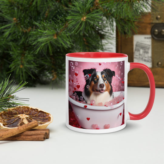 Australian Shepherd Romantic- Mug with Color Inside v2