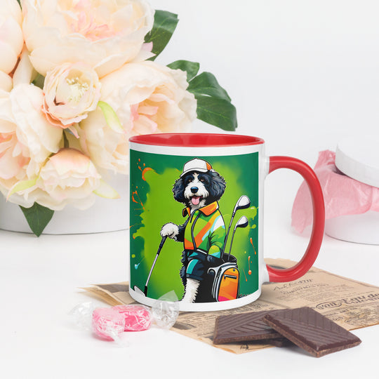 Bernedoodle Golfer- Mug with Color Inside v8