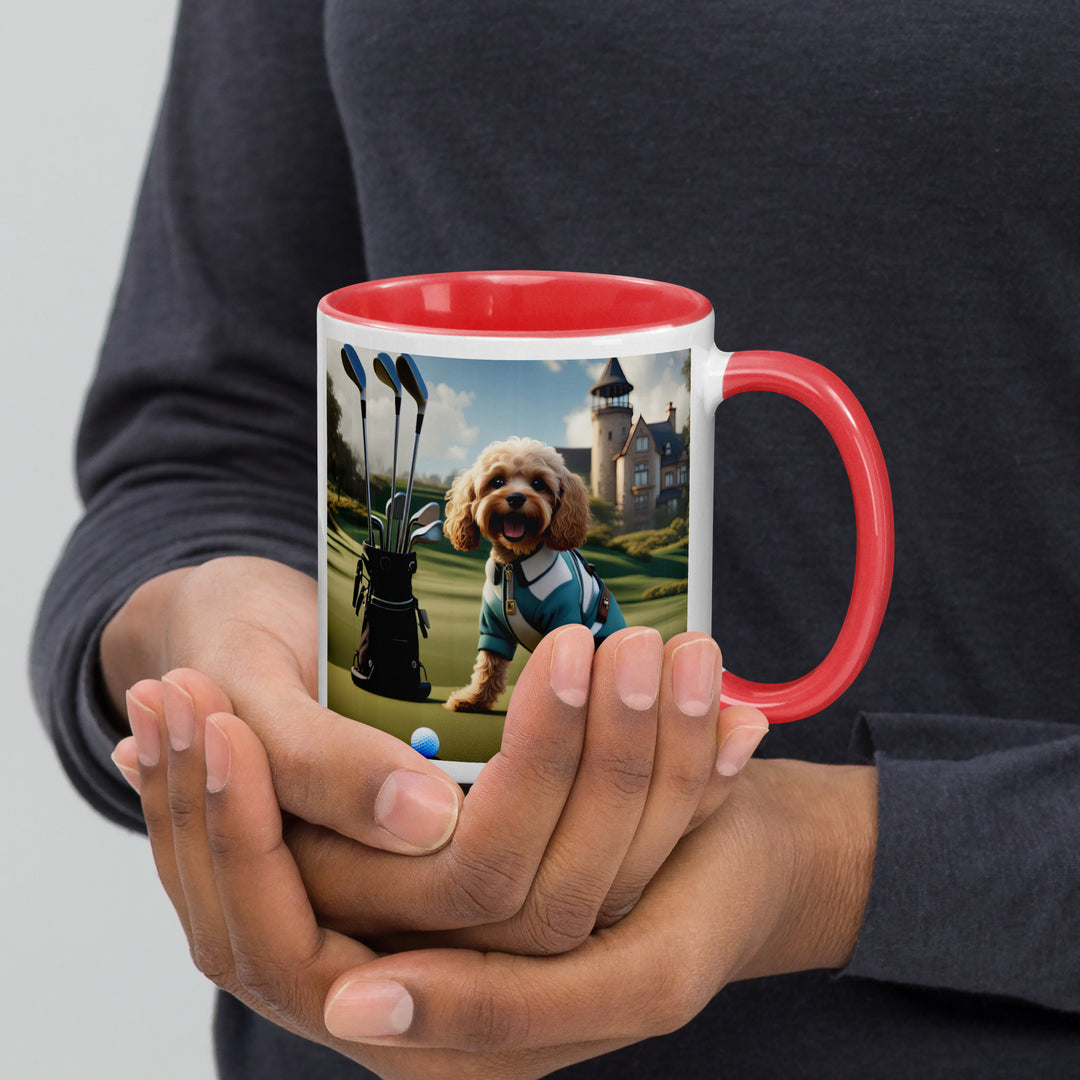 Cavapoo Golfer- Mug with Color Inside v6