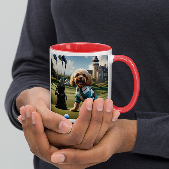 Cavapoo Golfer- Mug with Color Inside v6