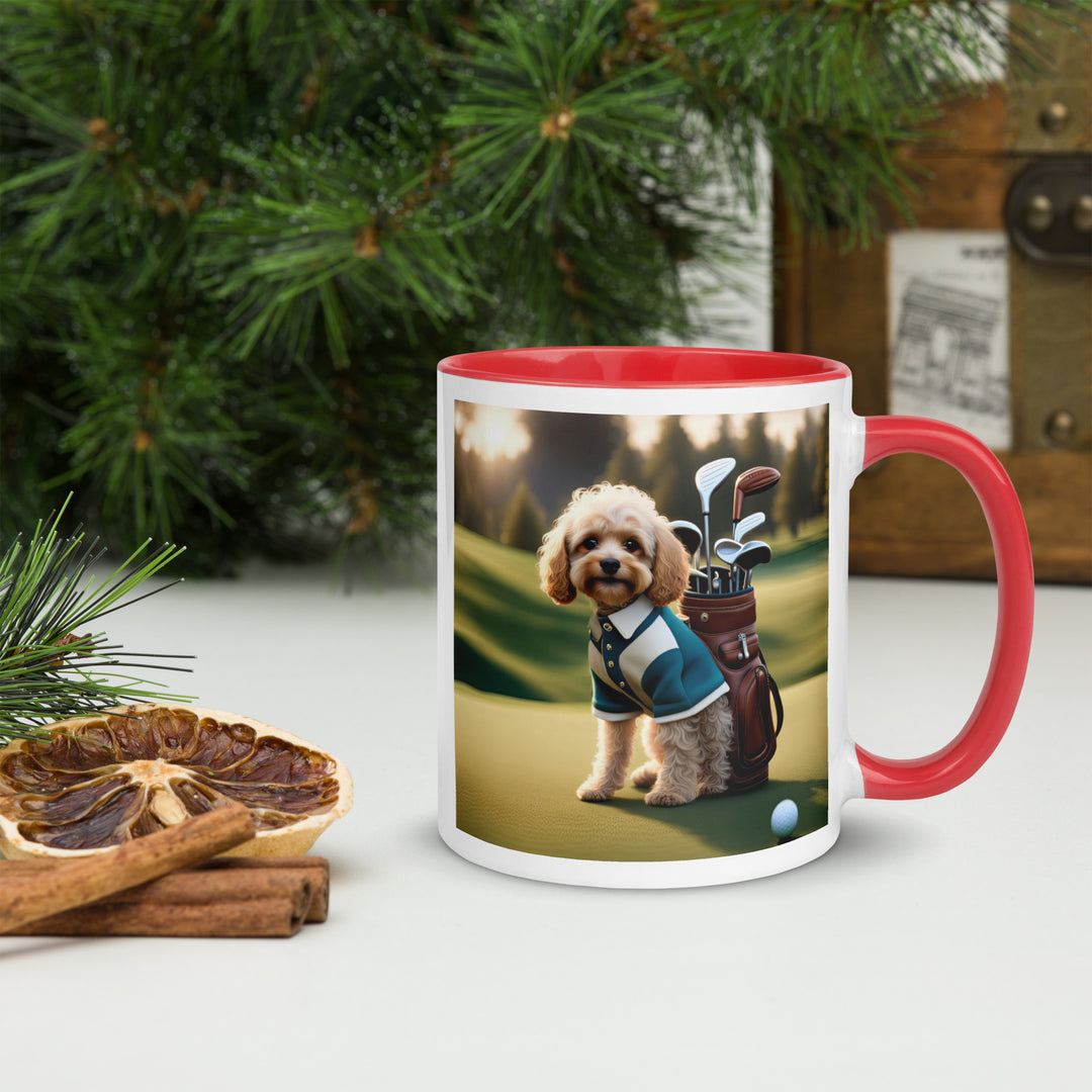 Cavapoo Golfer- Mug with Color Inside v8