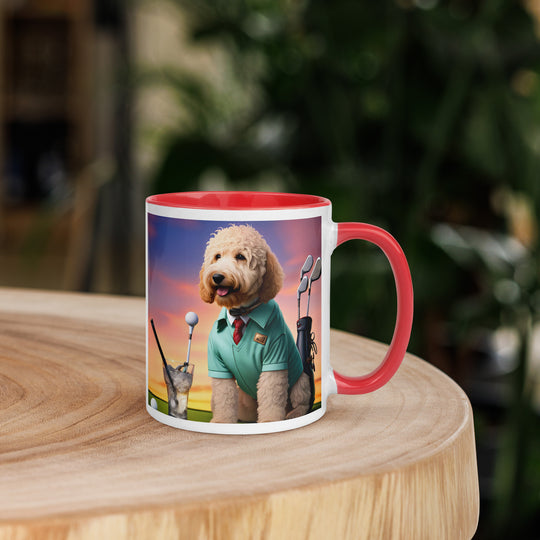 Goldendoodle Golfer- Mug with Color Inside v5