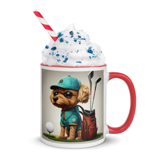 Pekapoo Golfer- Mug with Color Inside v7