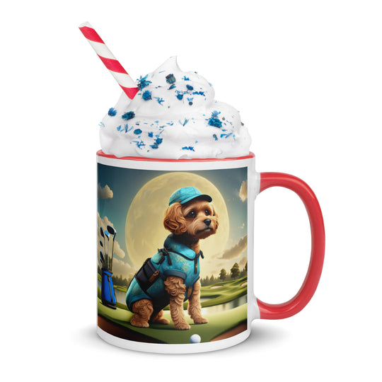 Pekapoo Golfer- Mug with Color Inside v9