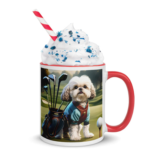 Shih-Poo Golfer- Mug with Color Inside v2