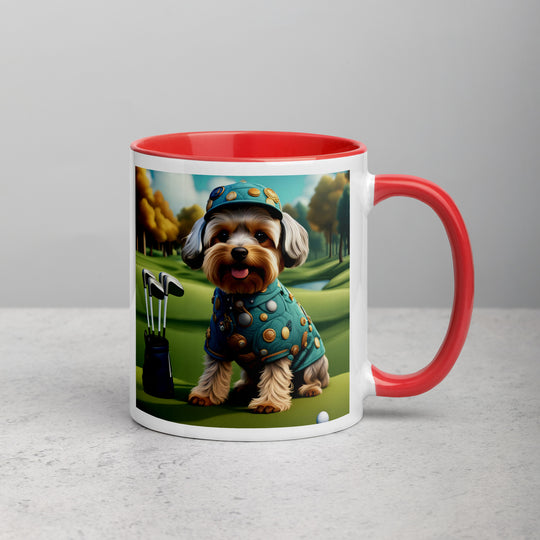 Yorkipoo Golfer- Mug with Color Inside v3