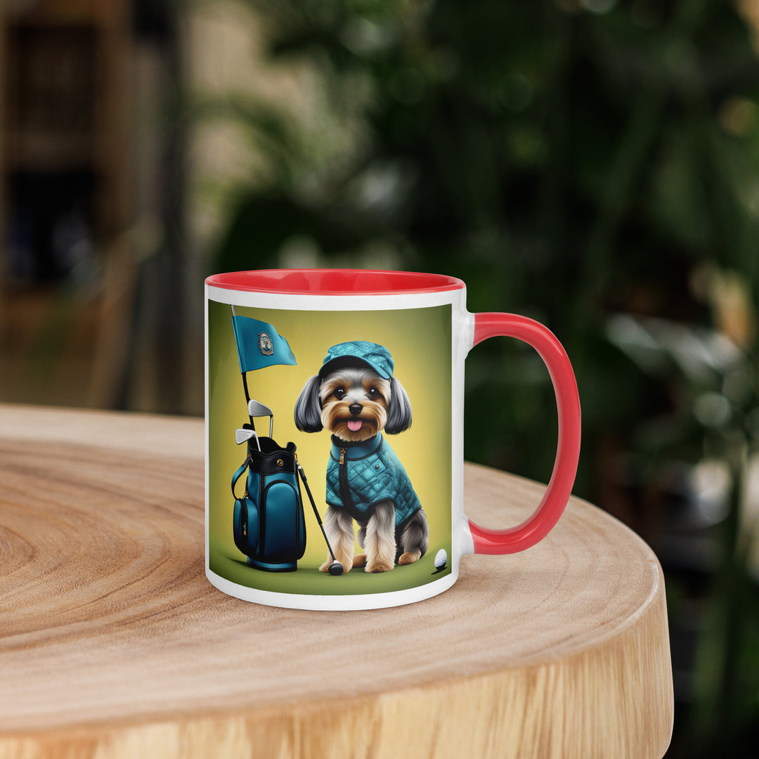 Yorkipoo Golfer- Mug with Color Inside v7