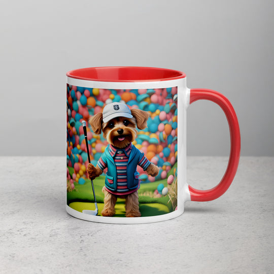 Yorkipoo Golfer- Mug with Color Inside v14