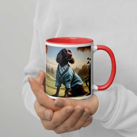 Sprocker Spaniel Golfer- Mug with Color Inside v3