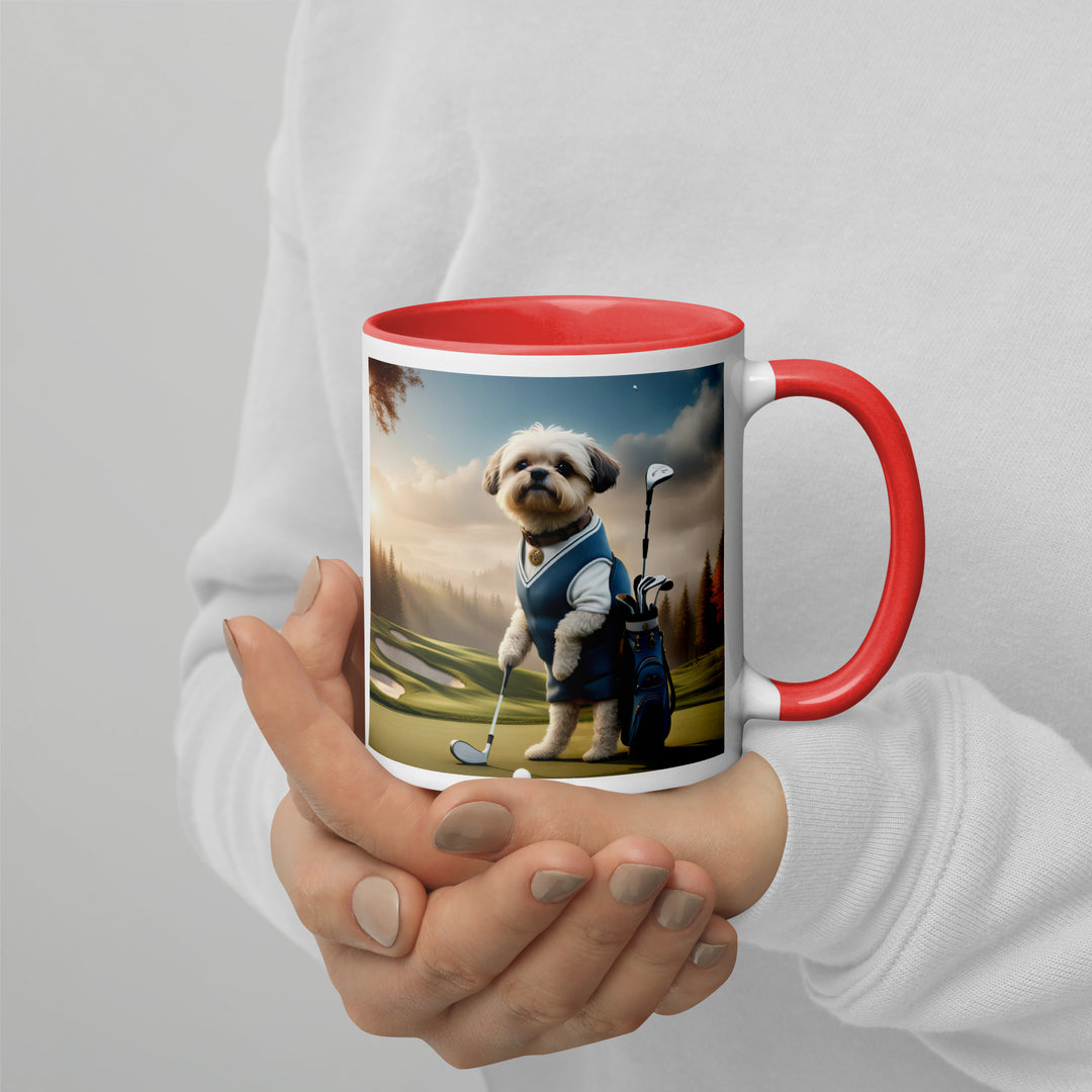 Pugapoo Golfer- Mug with Color Inside v6