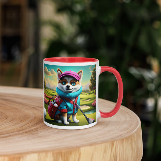 Pomsky Golfer- Mug with Color Inside v2