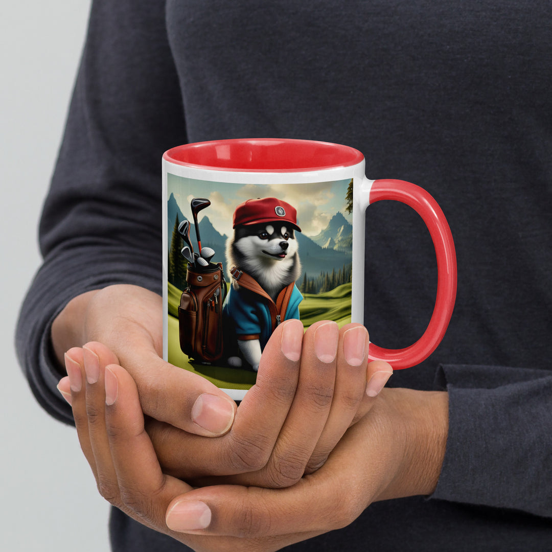 Pomsky Golfer- Mug with Color Inside v7