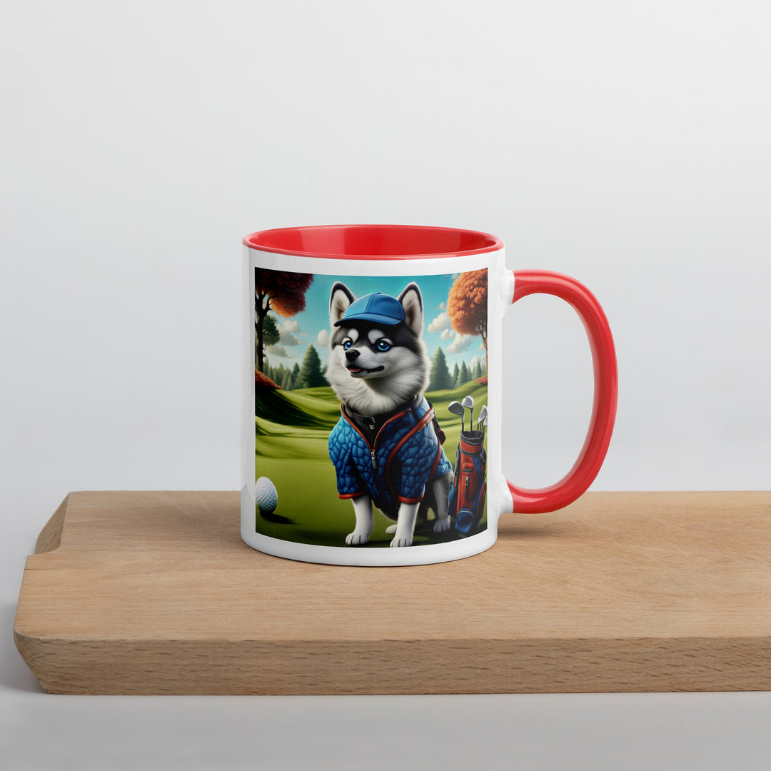 Pomsky Golfer- Mug with Color Inside v5