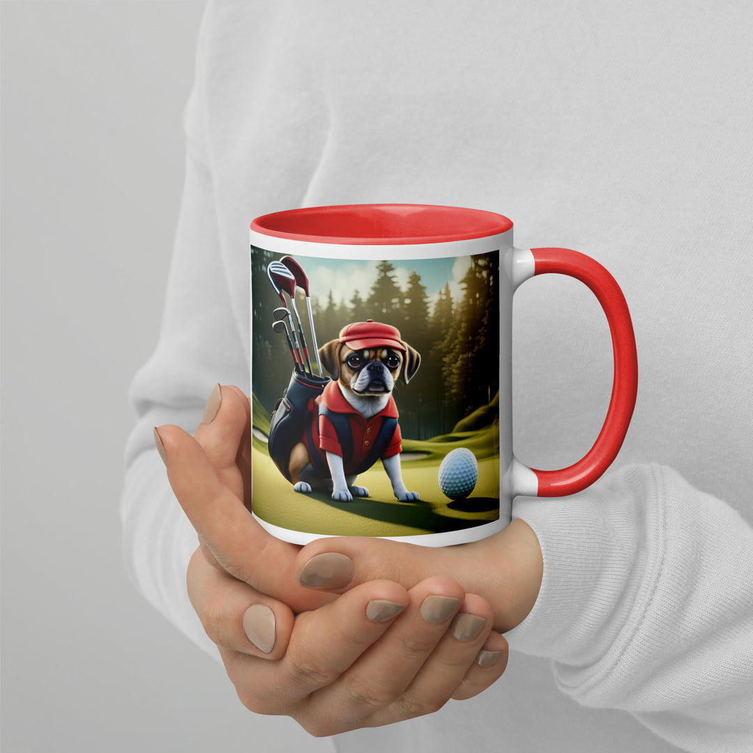 Puggle Golfer- Mug with Color Inside v9