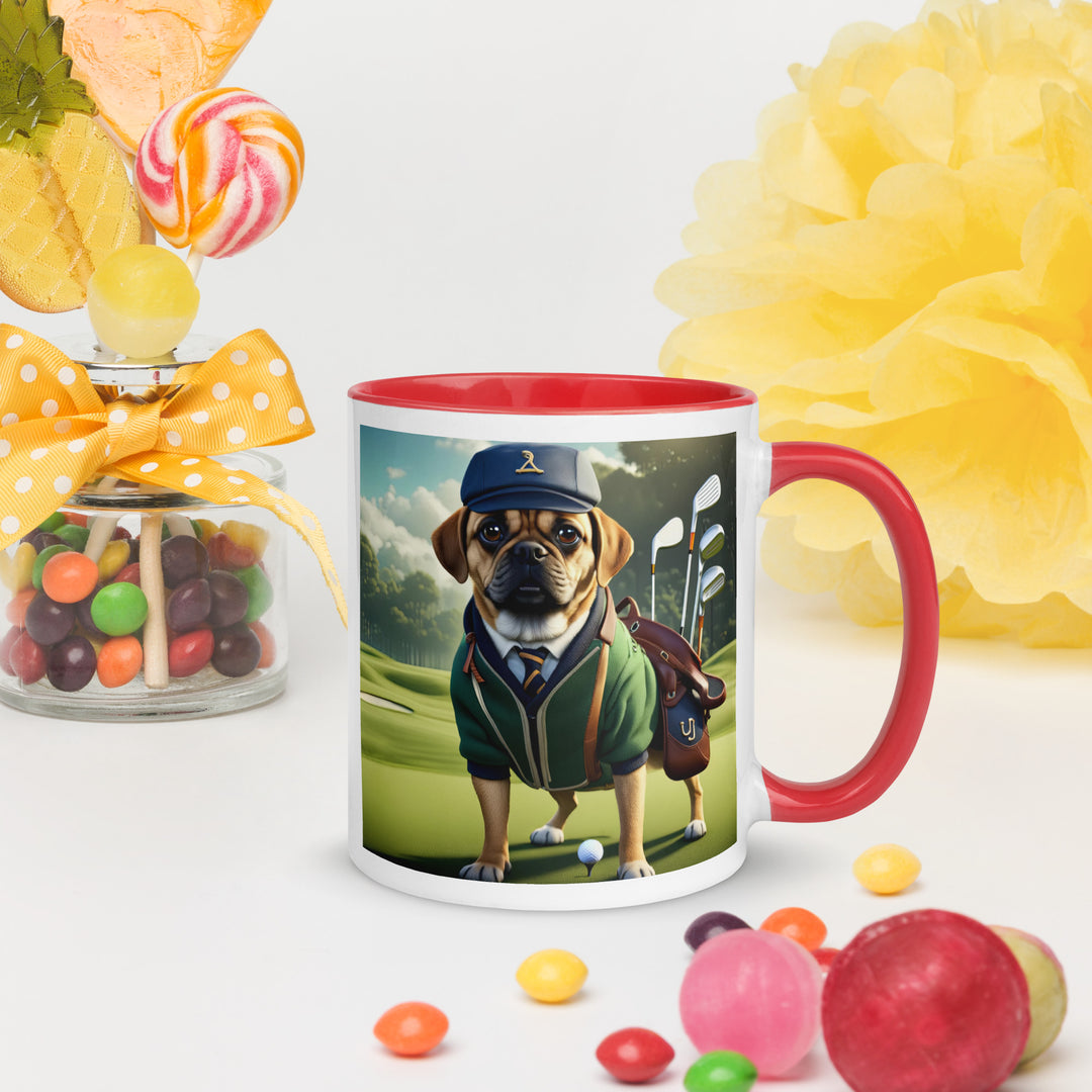 Puggle Golfer- Mug with Color Inside v16