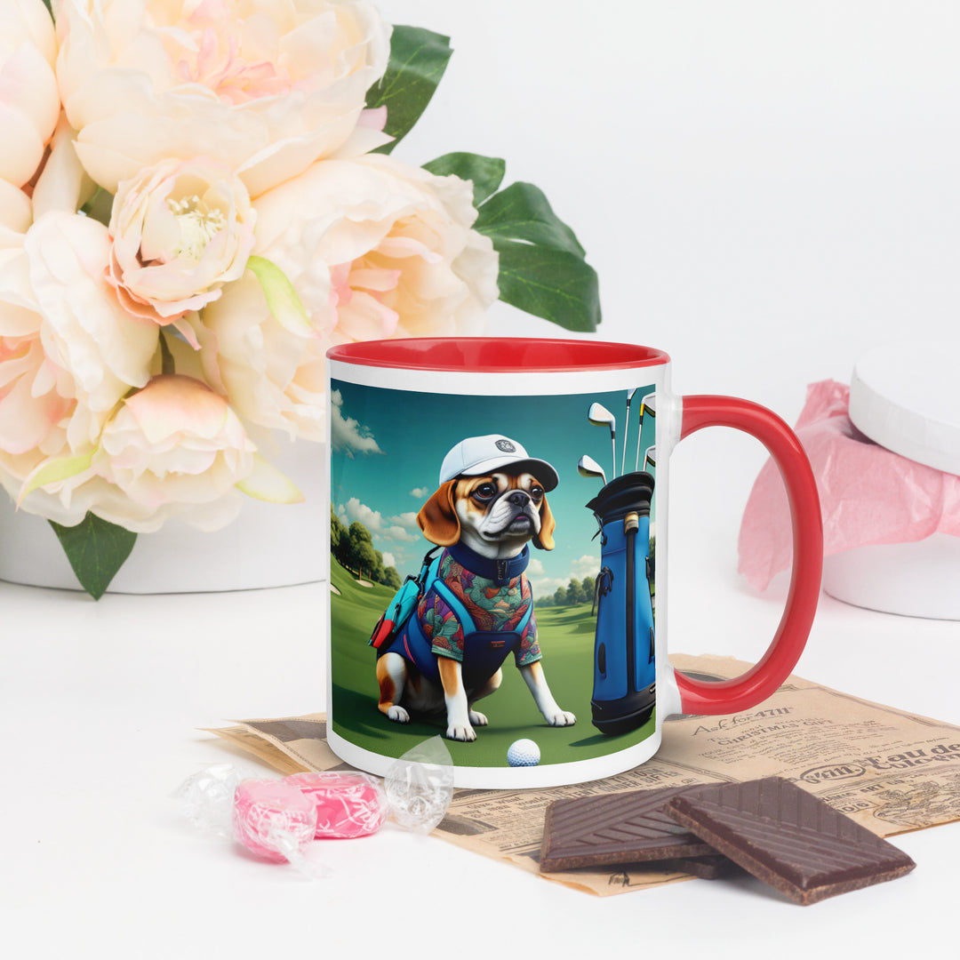 Puggle Golfer- Mug with Color Inside v17