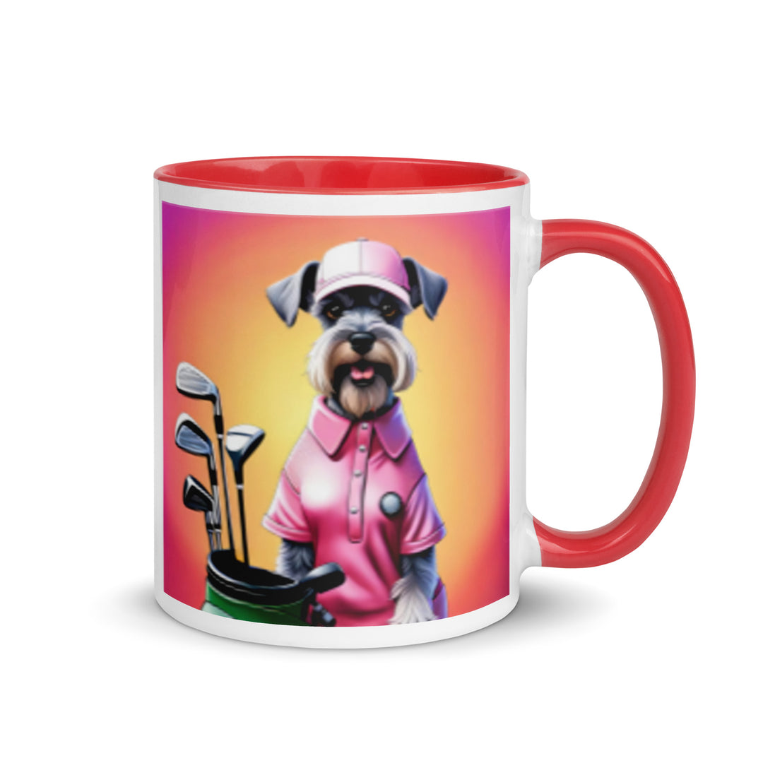 Miniature Schnauzer Golfer- Mug with Color Inside v4