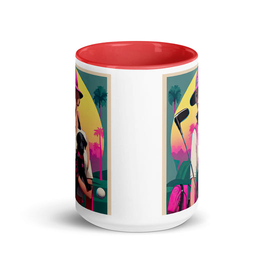 Mug with Color Inside-Labrador Retriever Golfer