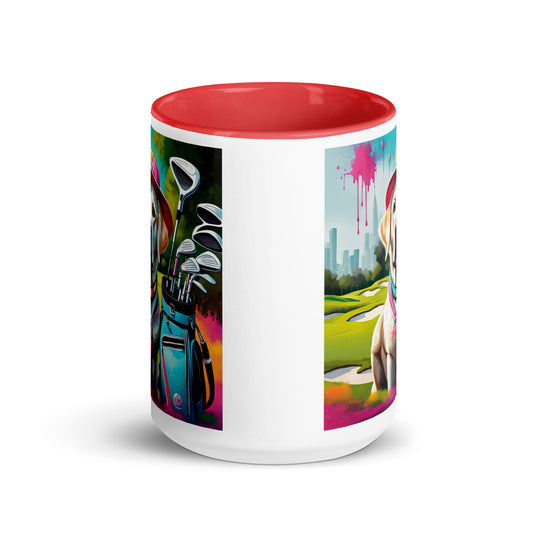 Mug with Color Inside-Labrador Retriever Golfer v9